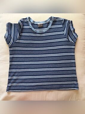 Blue & White Striped Short Sleeve Crewneck Tee